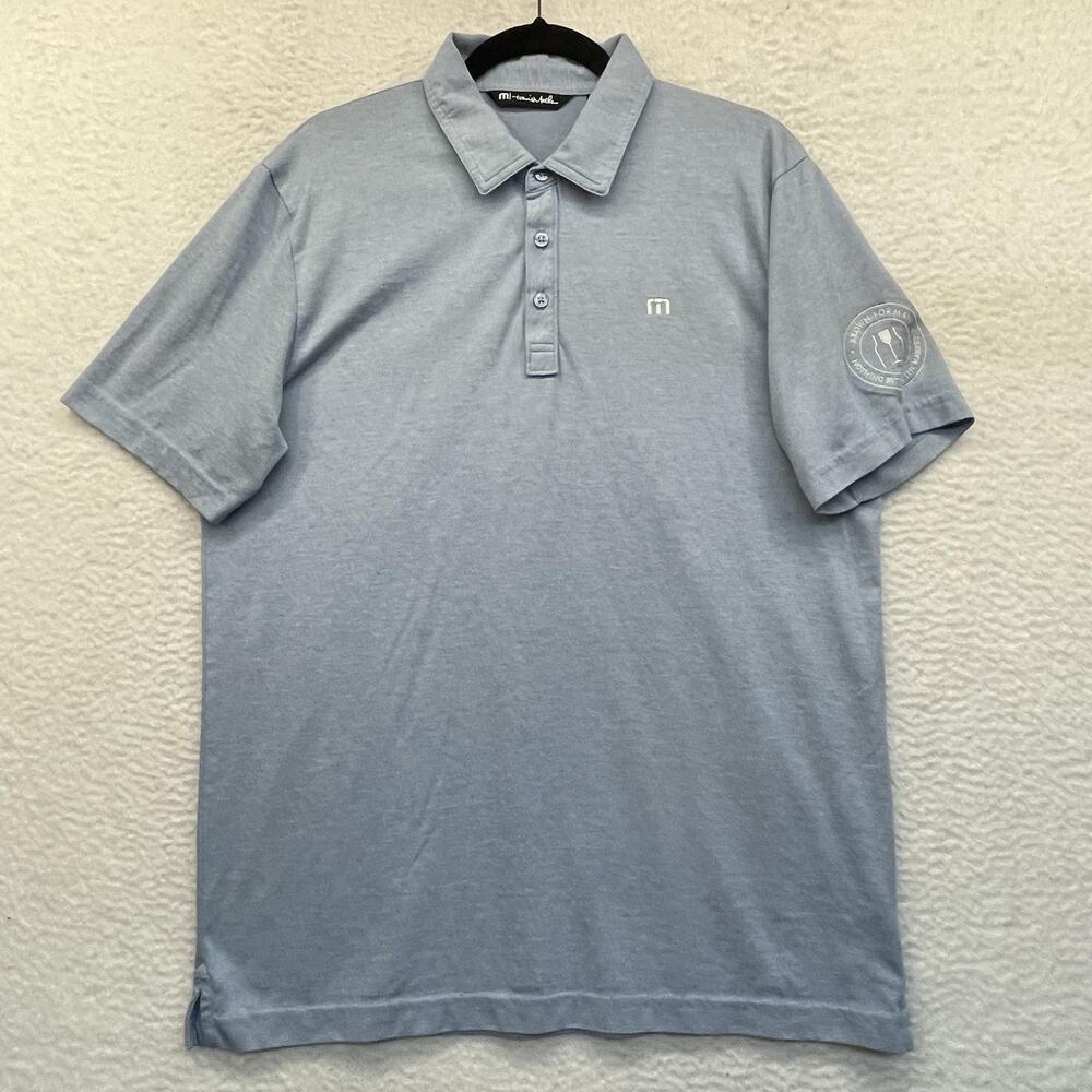 Travis Mathew Shirt Mens Large Blue Polo Golf Pima Cotton Logo Preppy Classic